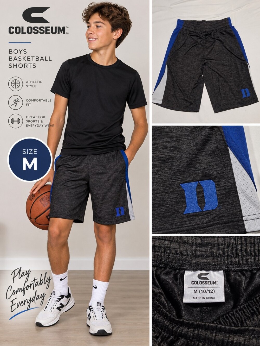 Colosseum boys medium grey duke basketball shorts #25